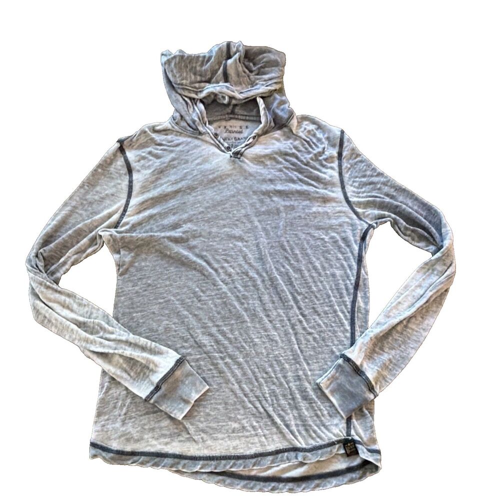 Lucky Brand Venice Burnout mens small henley hoodie long sleeve thrashed shirt